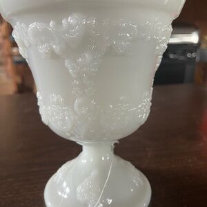Elegant White Milk Glass Decorative Vase - Home Accents